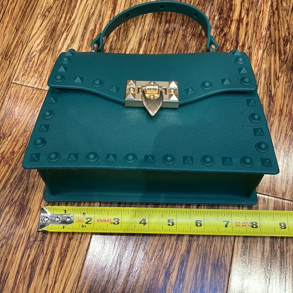 Forest green plastic jelly studded handbag NEW